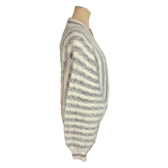 Vintage Sun-Wai Angora Black & White Cardigan Sz M - Picture 4 of 9